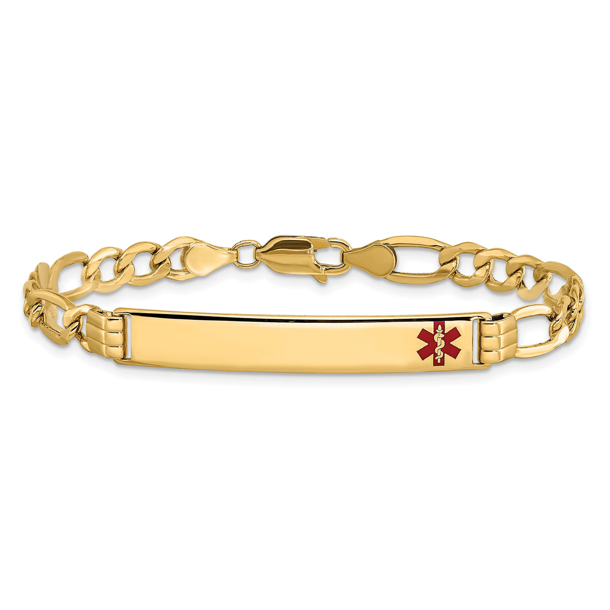 14K Semi-Solid Medical Polished Red Enamel Figaro ID Bracelet-XM571FR-8