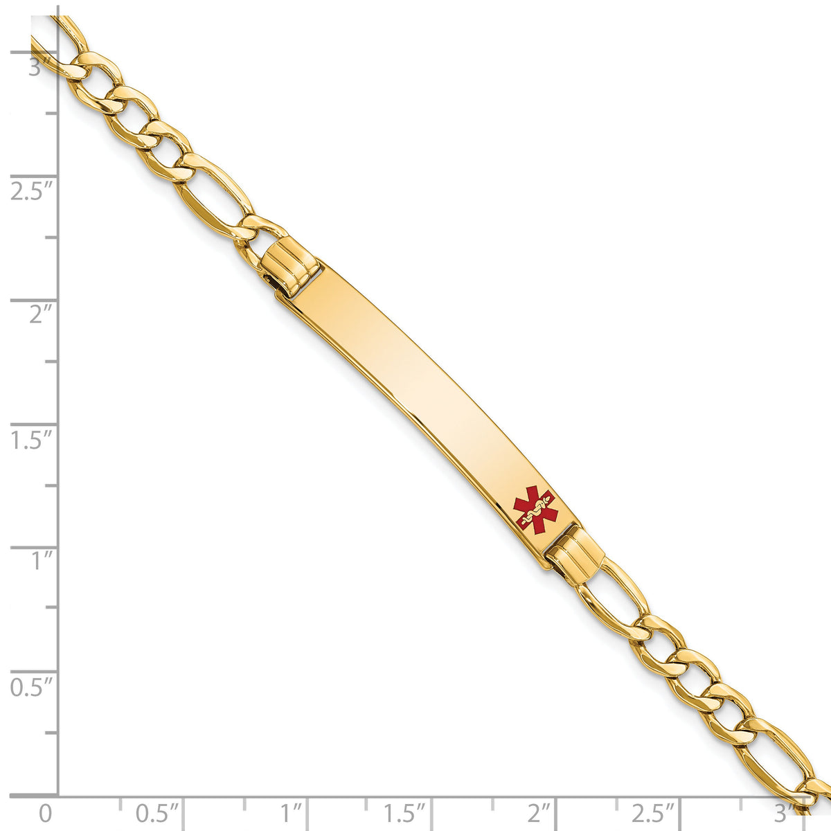 14K Semi-Solid Medical Polished Red Enamel Figaro ID Bracelet-XM571FR-7