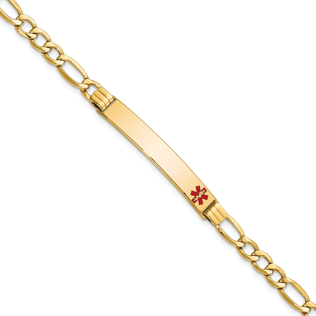 14K Semi-Solid Medical Polished Red Enamel Figaro ID Bracelet-XM571FR-8