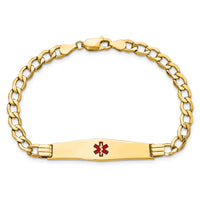 14K Semi-Solid Medical Soft Diamond Shape Red Enamel Curb ID Bracelet-XM572CC-7