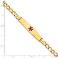 14K Semi-Solid Medical Soft Diamond Shape Red Enamel Curb ID Bracelet-XM572CC-7