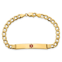 14K Semi-Solid Medical Polished Red Enamel Cuban ID Bracelet-XM572CR-7