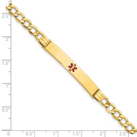 14K Semi-Solid Medical Polished Red Enamel Cuban ID Bracelet-XM572CR-8