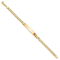 14K Semi-Solid Medical Soft Diamond Shape Red Enamel Cuban ID Bracelet-XM572FC-8
