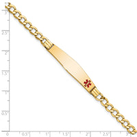 14K Semi-Solid Medical Soft Diamond Shape Red Enamel Cuban ID Bracelet-XM572FC-8