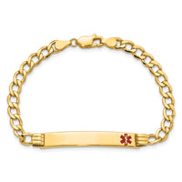 14K Semi-Solid Medical Polished Red Enamel Cuban ID Bracelet-XM572FR-8