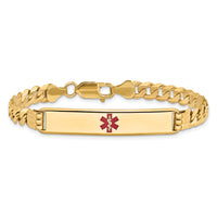 14K Medical Red Enamel Curb Link ID Bracelet-XM574CR-7