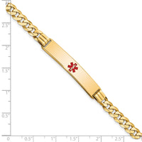 14K Medical Red Enamel Curb Link ID Bracelet-XM574CR-7