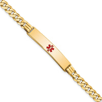 14K Medical Red Enamel Curb Link ID Bracelet-XM574CR-8