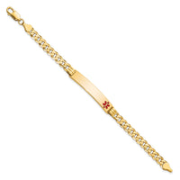 14K Medical Red Enamel Curb Link ID Bracelet-XM574FR-7