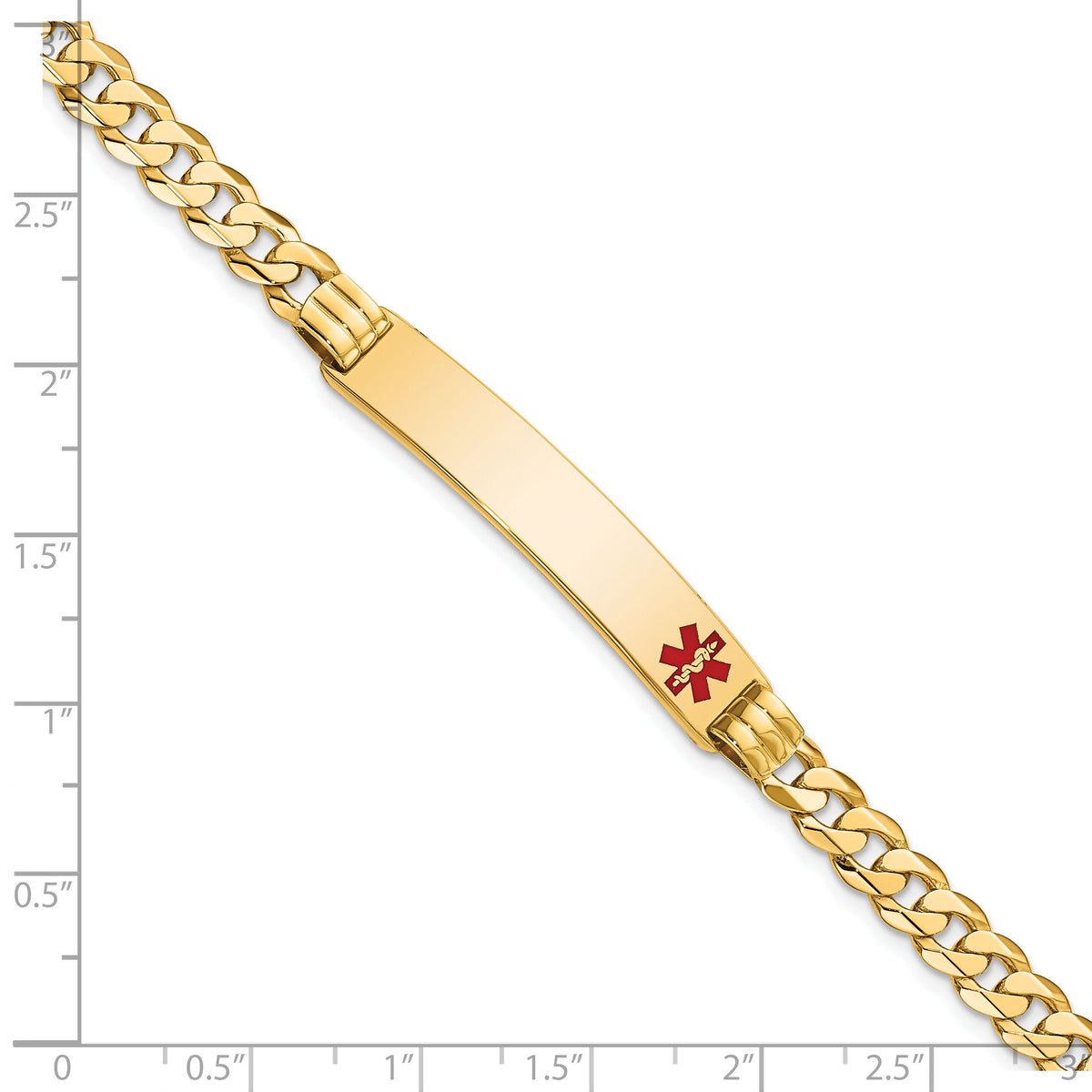 14K Medical Red Enamel Curb Link ID Bracelet-XM574FR-8