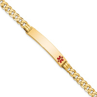 14K Medical Red Enamel Curb Link ID Bracelet-XM574FR-7
