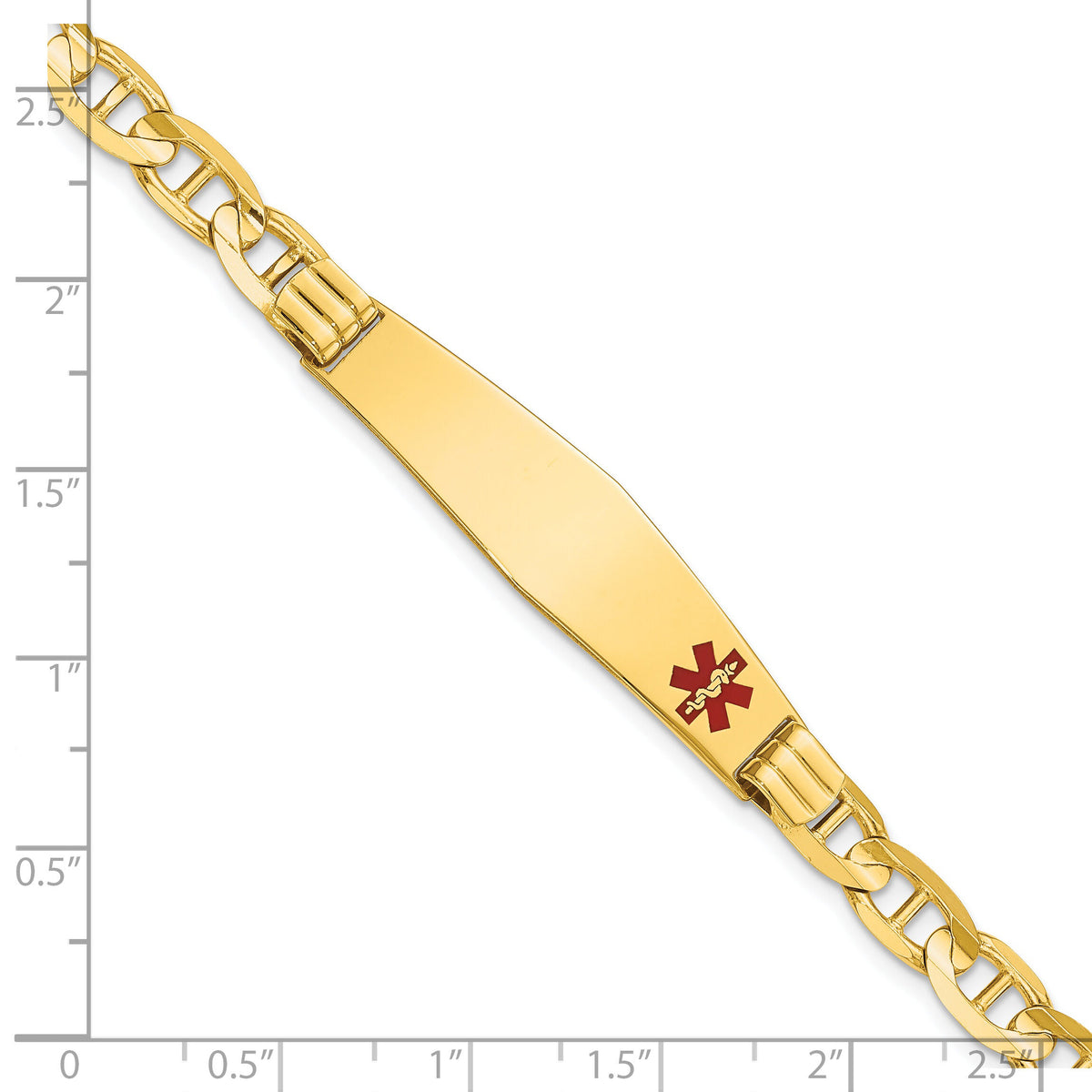 14K Medical Soft Diamond Shape Red Enamel Anchor Link ID Bracelet-XM575FC-7
