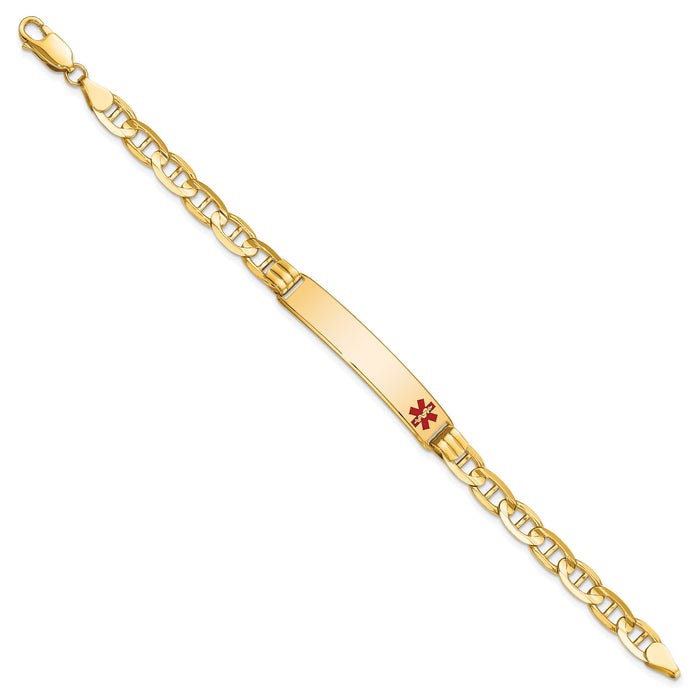 14K Medical Red Enamel Anchor Link ID Bracelet-XM575FR-7