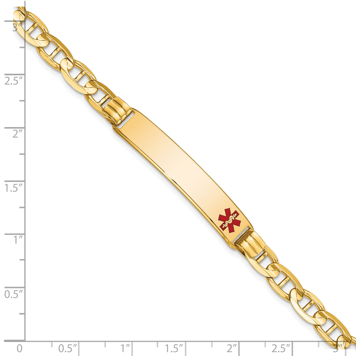 14K Medical Red Enamel Anchor Link ID Bracelet-XM575FR-8