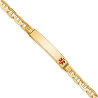 14K Medical Red Enamel Anchor Link ID Bracelet-XM575FR-7