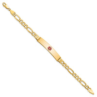 14K Semi-Solid Medical Red Enamel Figaro Link ID Bracelet-XM576CR-7