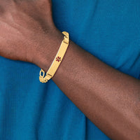 14K Semi-Solid Medical Red Enamel Figaro Link ID Bracelet-XM576CR-7