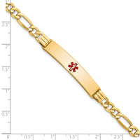 14K Semi-Solid Medical Red Enamel Figaro Link ID Bracelet-XM576CR-7