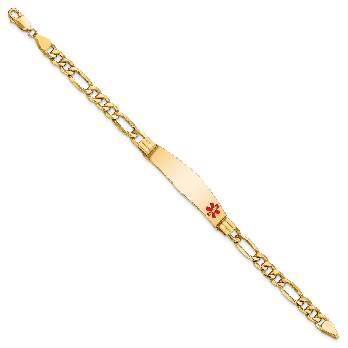 14K Semi-Solid Medical Soft Diamond Shape Enamel Figaro Link ID Bracelet-XM576FC-8