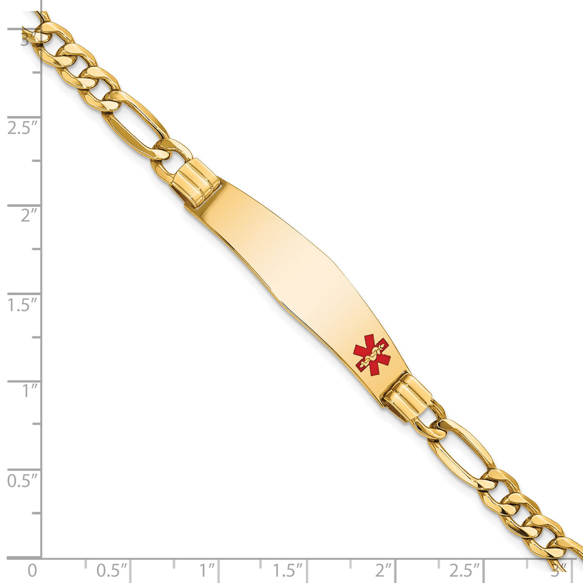 14K Semi-Solid Medical Soft Diamond Shape Enamel Figaro Link ID Bracelet-XM576FC-8