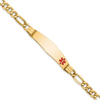14K Semi-Solid Medical Soft Diamond Shape Enamel Figaro Link ID Bracelet-XM576FC-8