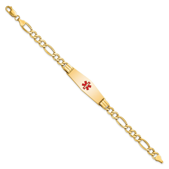 14K Semi-Solid Medical Soft Diamond Shape Red Enamel Figaro ID Bracelet-XM577CC-8