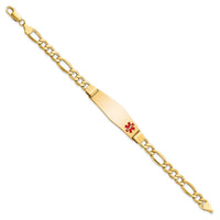 14K Semi-Solid Medical Soft Diamond Shape Red Enamel Figaro ID Bracelet-XM577FC-8