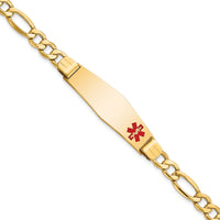 14K Semi-Solid Medical Soft Diamond Shape Red Enamel Figaro ID Bracelet-XM577FC-8