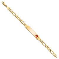 14K Semi-Solid Medical Polished Red Enamel Figaro ID Bracelet-XM577FR-8