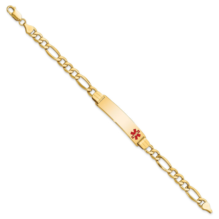 14K Semi-Solid Medical Polished Red Enamel Figaro ID Bracelet-XM577FR-8