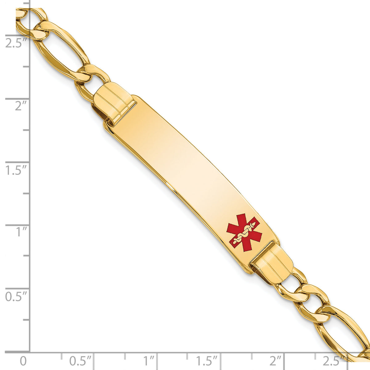 14K Semi-Solid Medical Polished Red Enamel Figaro ID Bracelet-XM577FR-8