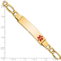 14K Semi-Solid Medical Polished Red Enamel Figaro ID Bracelet-XM577FR-8