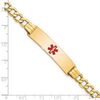 14K Semi-solid Medical Red Enamel Curb Link ID Bracelet-XM578CR-8