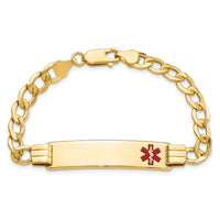 14K Semi-solid Medical Red Enamel Curb Link ID Bracelet-XM578FR-8