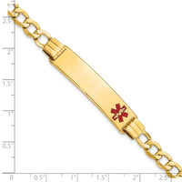 14K Semi-solid Medical Red Enamel Curb Link ID Bracelet-XM578FR-8