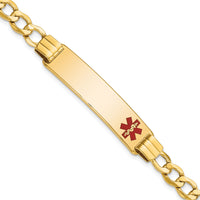 14K Semi-solid Medical Red Enamel Curb Link ID Bracelet-XM578FR-8