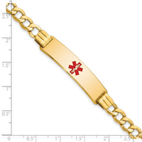 14K Semi-solid Medical Red Enamel Curb Link ID Bracelet-XM579CR-7