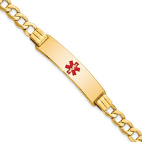 14K Semi-solid Medical Red Enamel Curb Link ID Bracelet-XM579CR-7