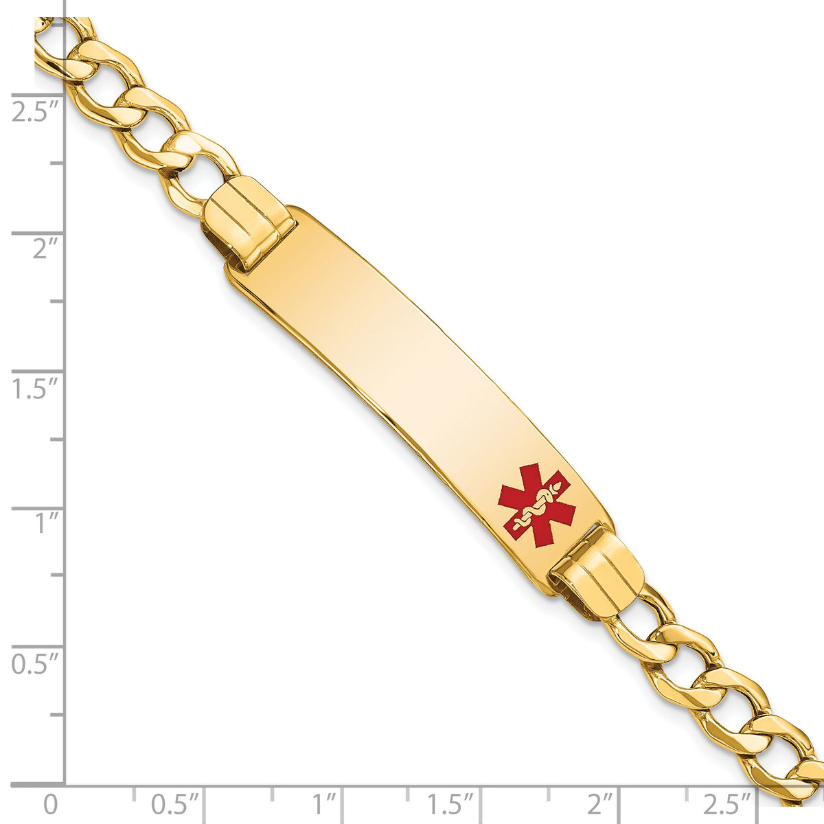 14K Semi-solid Medical Red Enamel Curb Link ID Bracelet-XM579FR-8