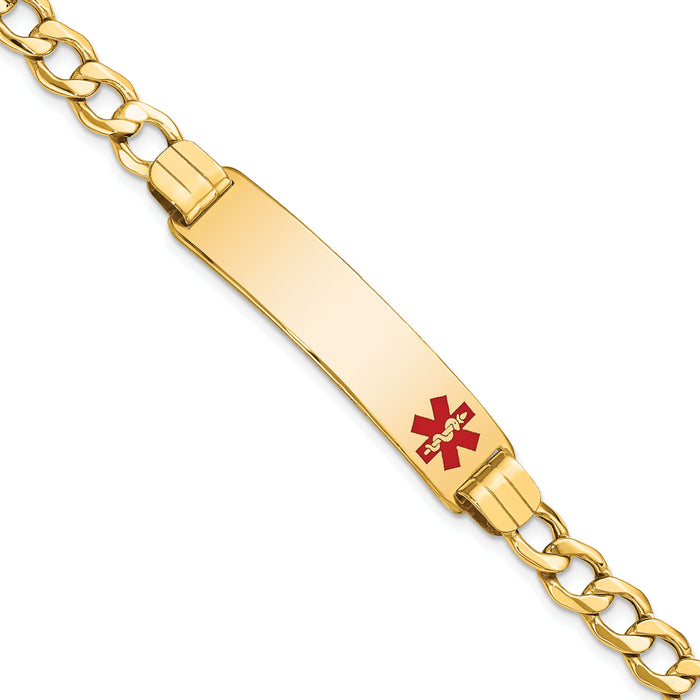 14K Semi-solid Medical Red Enamel Curb Link ID Bracelet-XM579FR-8