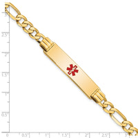 14K Medical Red Enamel Flat Figaro Link ID Bracelet-XM580CR-7