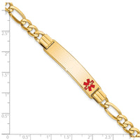 14K Medical Red Enamel Flat Figaro Link ID Bracelet-XM580FR-7