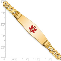 14K Medical Soft Diamond Shape Red Enamel Curb Link ID Bracelet-XM581CC-8