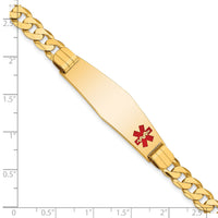14K Medical Soft Diamond Shape Red Enamel Curb Link ID Bracelet-XM581FC-8