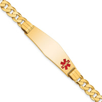 14K Medical Soft Diamond Shape Red Enamel Curb Link ID Bracelet-XM581FC-8
