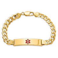 14K Medical Red Enamel Flat Curb Link ID Bracelet-XM582CR-8