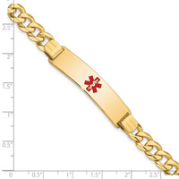 14K Medical Red Enamel Flat Curb Link ID Bracelet-XM582CR-8