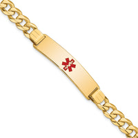 14K Medical Red Enamel Flat Curb Link ID Bracelet-XM582CR-8