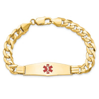 14K Medical Soft Diamond Shape Red Enamel Curb ID Bracelet-XM583CC-8